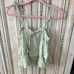 Women's Green Ruffle Top